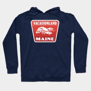 Vacationland Maine Retro Lobster Badge (Red) Hoodie